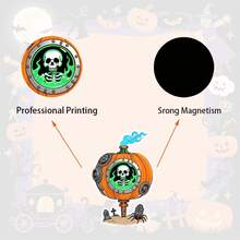 12pcs Halloween Soft Magnetic Stickers Set, Creative Black Cat, Skeleton, Ghost Fridge Magnets, Car Magnets, Holiday Party Decor - Multicolor - View 5
