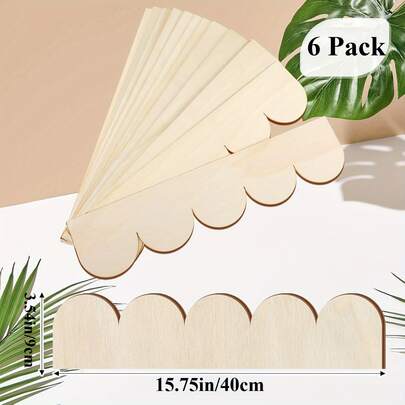 6個 扇型木製デコラティブトリム - エレガントな壁、キャビネット、棚、ドアのデコレーショントリム - DIYホームデコレーション、ファッショナブルな扇形エッジデザイン、ドアトリム | 滑らかな木製表面 | 滑らかな質感、棚のライナーとデコレーション