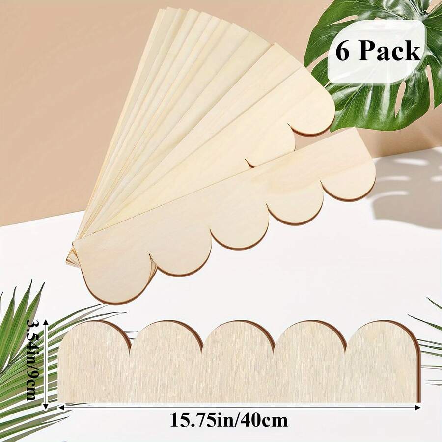 6pcs Fan-Shaped Wood Decorative Trim - Elegant Decorative Trim For Walls, Cabinets, Shelves And Doors - DIY Home Decor, Featuring Fashionable Fan Edge Design, Door Trim | Smooth Wood Surface | Smooth Texture, Shelf Liner And Decor - Apricot - View 1
