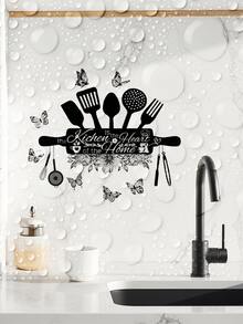 قطعة واحدة ملصق إكسسوارات المطبخ الإبداعية الجديدة، ملصقات لديكور المنزل، ملصقات مائية قابلة للإزالة لمطعم أو مطبخ أو ديكور المنزل - الأسود - مشاهدة 3