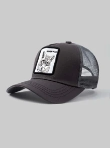 1pc Polyester Casual Sports Animal Embroidery Anti-UV Mesh Cap, Versatile Unisex Hat For All Season