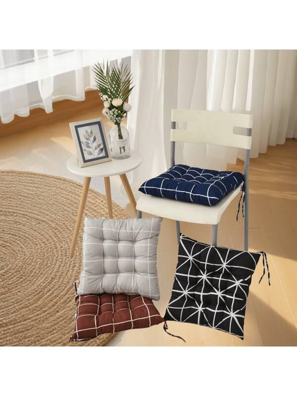 1pc Polyester Chair Cushion, Durable Fabric, Suitable For Garden, Dining, And Office Chairs, Washable Square Seat Chair Pads With Ties Seat Cushion Home Decor Back To School Room Decor School Supplies Chair Pillow Cushions Gaming Chair