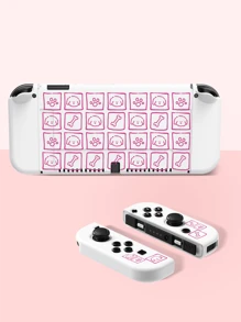 Switch 2. Generation Spielekonsole Niedlicher Welpen Würfel Muster Schutzcase, kompatibel mit Switch NS/Switch OLED/Switch Lite, Mehrfarbige Weiß/Rosa/Gelb TPU Weiche Schale Transparente Hülle, Universal Grifffschutz, Switch Controller Schutz, Switch Gaming Zubehör, Stoßfest rutschfest kratzfest, Stilvoller Entwurf