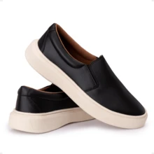 Men's Premium Yacht Synthetic Loafer Sneakers, Comfortable And Soft - màu đen - Xem 1