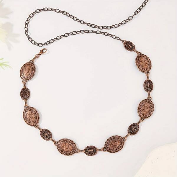 Cadena de cintura/Cinturón estilo retro Semya de metal, banda decorativa de cintura de alta moda para el verano, la escuela