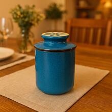 French Ceramic Butter Dish Kitchen Tableware Decoration Cafes - Màu xanh bụi bặm - Xem 3