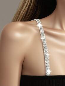 2 件/1 对，1 对水钻女士胸罩肩带金属露背胸罩肩带，婚礼新娘内衣肩带，可调节双钩胸罩肩带替换件，彩色肩带防滑胸罩，超长隐形后背胸罩肩带，个性化时尚水钻链胸罩肩带，防滑胸罩肩带，适合狂欢 - 銀色 - 查看 2