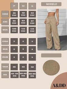 Women's Casual High Waist Wide Leg Pants With Pockets - Coklat - View 7