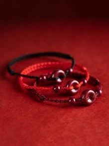 1pc Handmade Lucky Knot Red String Bracelet, Friendship Bracelet, Symbolizing Peace And Good Fortune, Chinese Cultural Amulet, Birthday Anniversary Gift, Wishing You Constant Good Luck