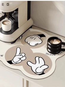 Disney 1pc Disney Mickey Mouse Silicone Coffee Machine Drying Mat, Waterproof Anti-Oil Desk Pad, Heat Resistant Cup Mat, Non-Slip Kitchen Table Mat (Mickey Mouse Design Has 1 Mickey, Mickey & Minnie Design Has 2 Mickeys)