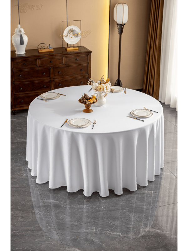Toalha de mesa redonda branca de 90 polegadas de 1 peça: toalha de mesa para banquetes lavável e resistente a rugas; toalha de mesa de tecido de alta densidade à prova de derramamento, adequada para eventos de casamento e uso doméstico diário.