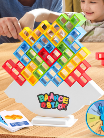 16 piezas Mini juego de equilibrio de tamaño de viaje, bloques apilables oscilantes, juguetes interactivos para fiestas, colores surtidos