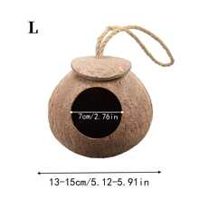 1pc 4-6 Inch Coconut Shell Bird Nest, Tiger Striped Parrot Warm Breeding Shelter, Hanging With Rope, Suitable For Small Birds, Hamsters, Reptiles, Amphibious Pets, Durable Habitat