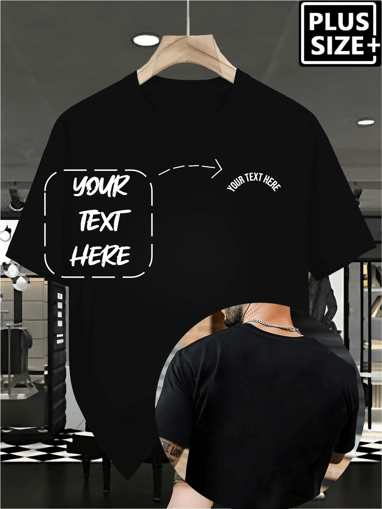 Koszulka męska w dużym rozmiarze z personalizowanym tekstem, wpisz swój tekst/błogosławieństwo/ciekawy cytat/wiadomość, prezent świąteczny, spersonalizowany tekst na Walentynki/urodziny/rocznicę, strój do team buildingu, festiwal muzyczny, prezent dla niego, odzież imprezowa, wiosenno-letnia męska koszulka z krótkim rękawem i okrągłym dekoltem, prezent dla niego, prezent na Walentynki