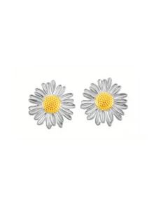 1 Pair 18K Gold Plated Stainless Steel Sunflower Design Women's Earrings, Party Gift Valentines,Mom,Mother,Mother's Day,Gift - Sunflower - View 8