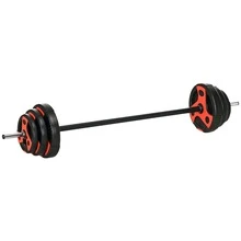 SPORTNOW Ensemble d'haltère 20 kg, kit barre de musculation pavec oignée antidérapante, exercices de fitness entraînement à la maison et gym, poids réglable, charge max. 50 kg, noir - Noir - Voir 1
