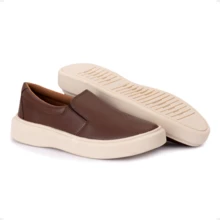 Men's Premium Yacht Synthetic Loafer Sneakers, Comfortable And Soft - Rust Brown - View 4