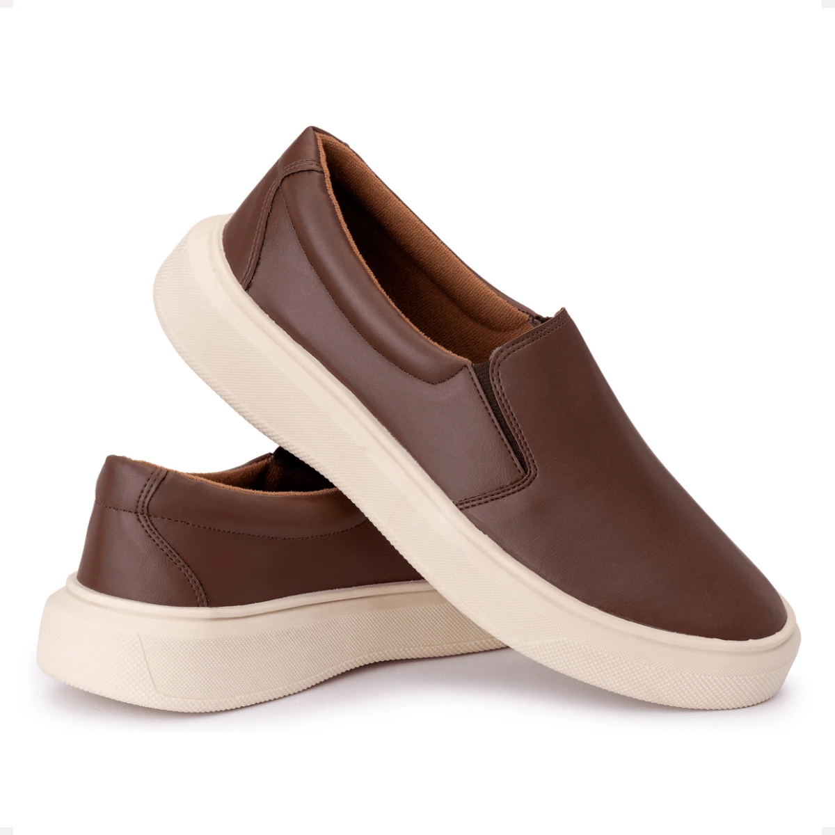 Men's Premium Yacht Synthetic Loafer Sneakers, Comfortable And Soft - Rust Brown - View 1