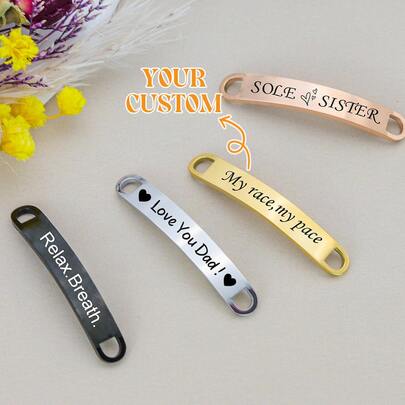 Custom Metal Running Shoe ID Tags - Personalized Engraved Shoe Lace Charms For Runners & Cyclists - Marathon Gift, Race Accessories, Anti-Lost Shoe Tags,Art Activities For Children,Chic Design