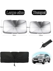 1pc Car Sunshade Umbrella - Protect Your Car Interior From Summer Sun - Windshield Protection And Shading Accessories - Black - View 8