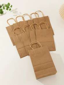 1/6/12个牛皮纸袋，圣诞礼品袋，带手柄的礼品包装袋，适用于牛皮纸礼品袋、节日、新年、婚礼、生日糖果袋、派对礼品袋