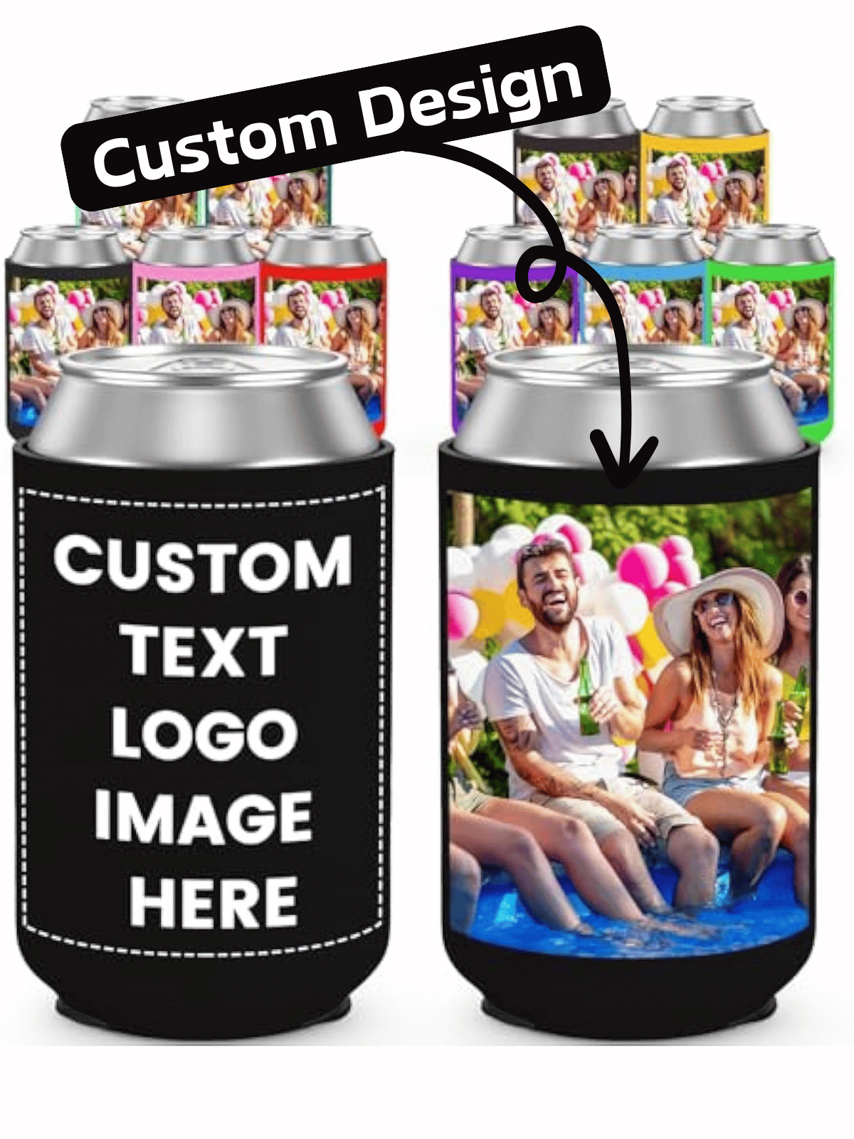 1 Peça Porta-latas de Cerveja Personalizável, Porta-latas de Cerveja Isolado com Foto, Logotipo ou Texto Personalizado para Casamento, Aniversário, Formatura, Festa de Aniversário