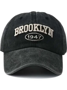 1 Pieza Gorra de béisbol con estilo lavado 1947 y bordado 3D de letras - Brooklyn para mujer, gorra de sol vintage, sombrero de sol ajustable para exteriores, estilo Y2K para hombre