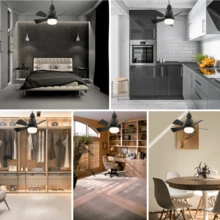 1 ventilador de techo con control remoto y cinco aspas desmontables, tres niveles de velocidad del viento ajustable y temperatura de color de la bombilla, adecuado para dormitorios, salas de estudio, salas de estar, cocinas, garajes y comedores. - Negro - Ver 7