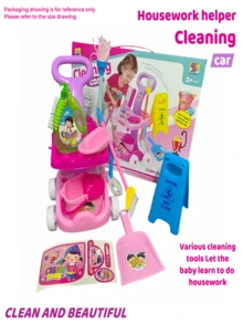 10-Piece Children's Pretend Play Toy Set, Including Bathroom Accessories, A Shopping Cart, And Miniature Household Storage Tools. Suitable For Parent-Child Interaction And Role-Playing, And Makes A Great Gift For Boys And Girls Aged 3-12. (Accessory Colors Are Random) (Packaging Image Is For Reference Only) - Multicolor - View 9