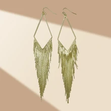 1 paire de boucles d'oreilles longues à franges pendantes, convient pour un port quotidien