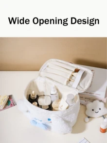 Sanrio 3D Plush Cosmetic Bag, Adorable Characters Design, Hello Kitty, My Melody, Kuromi & Cinnamoroll Designs, Extra Large Capacity & Wide Opening For Easy Packing, Soft Premium Quality Fabric With Double Zipper Closure, Perfect For Travel, Daily Use & As A Gift For Girl Friend