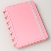 Caderno Inteligente para Anotação com Disco Removíveis e Elástico - Tamanho A6 com 80 Folhas - Rosa chiclete - Visão 2