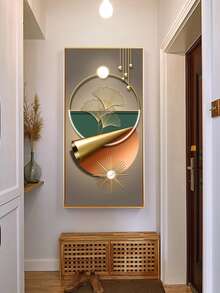 1pc 2D Flat,Abstract Pattern Ginkgo Leaf Entrance Decoration Painting Frameless Roome Decor Home Decor ,Canvas Print - Multicolor - View 6