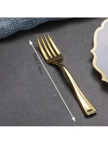 150pcs Gold Cutlery Set, 50pcs Spoons, 50pcs Forks, 50pcs Knives, Washable And Reusable, Suitable For Gatherings, Festivals, Birthdays, Parties, Kitchen And Dining, Weddings, Team Building, Outdoor Activities, Home Parties, Cakes, Salads, Etc.