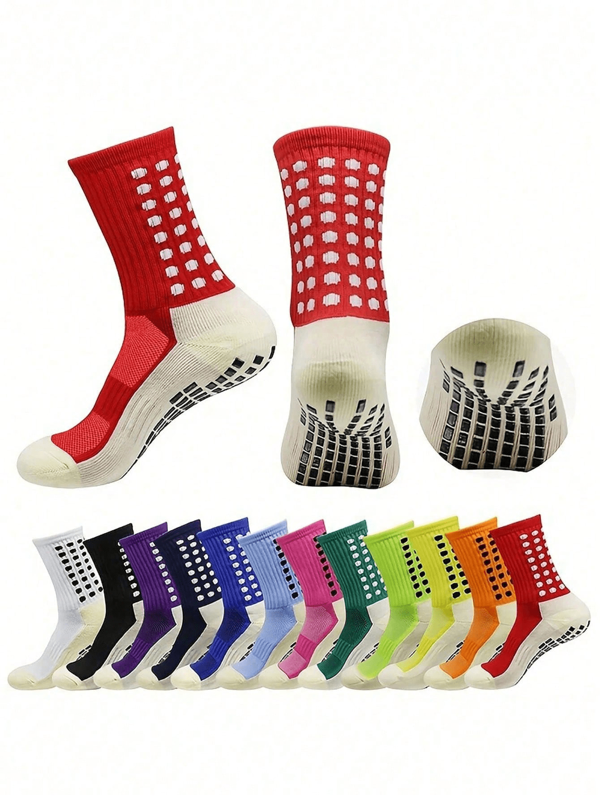 1/6/8/9 Pairs Men's Football/Soccer Socks, Short/Long, Thicker Ankle, Slip-Resistant, Durable Sports Socks