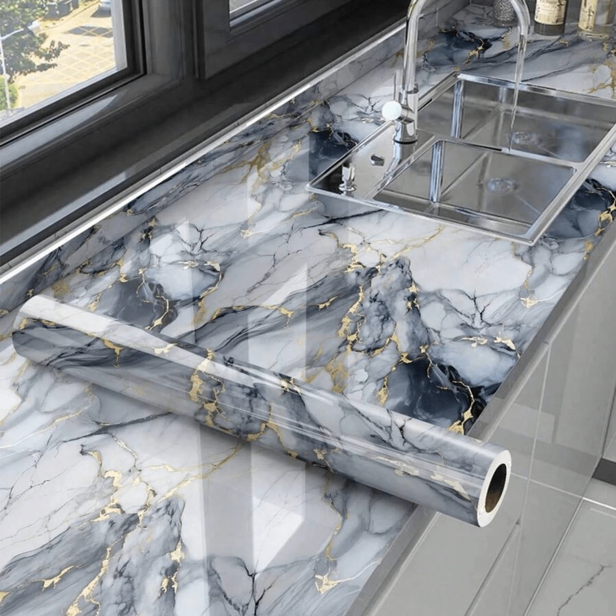 1 Roll Of Luxurious Wall Vinyl Self-Adhesive Wallpaper, 3D Wall Stickers Self-Adhesive Detachable Wallpaper, Used For Kitchen Splash-Proof Panels, Countertops, Bathroom Basins, Masonry And Wood Grain Styles, Home Decoration And Room Decoration