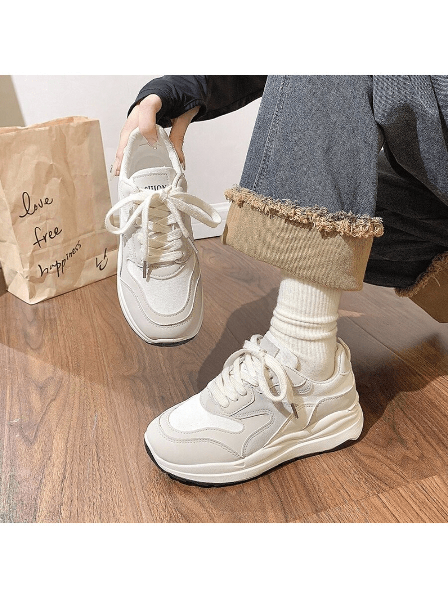 أحذية رياضية كاجوال سميكة الأربطة للنساء للاستخدام اليومي، مانعة للانزلاق