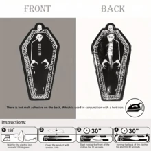 1pc Gothic Punk Vampire Coffin Embroidered Patch - Black & White Iron-On Badge For Jackets, Trucker Hats, Clothing - Rebellious Dark Fantasy Gift For Edgy Style, Intricate Embroidery | Detailed Craftsmanship, Goth Accessories - 混色 - 查看 5