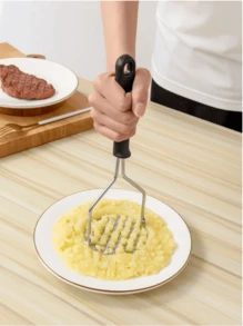 Stainless Steel Multi-Function Press - Can Crush Potatoes, Vegetables, Garlic And Extract Juice | Efficient Manual Kitchen Tool