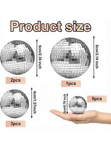 Morofme 11pcs Mirror Disco Ball Silver Hanging Disco Lights Mirror Ball Disco Ball Centerpiece Decor, Suitable For Disco Birthday Party, 70s Retro Theme Party, Stage Props - Silver Gray - View 10