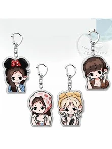 Black Pink Peripheral Q Version Keychain, Cute Cartoon Bag Charm, Comic Book Bag Accessory, Holiday Gift - Multicolor - View 11