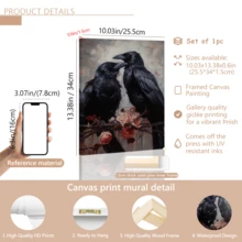 1 件哥特式浪漫乌鸦情侣，复古海报，艺术海报印刷品，家居装饰，维多利亚风格乌鸦，黑玫瑰，花朵，田园风格，黑暗幻想墙面艺术，带框或不带框，房间装饰，家居装饰，大学宿舍公寓装饰，酒店、家居、客厅、卧室、浴室和办公室墙面装饰礼物 - 彩色 - 查看 18