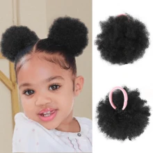 Kids Puff Ponytail Extensions 2Pcs Synthetic Small Afro Kinky Curly Hair Bun For Little Girls Comfortable Lightweight Hairpieces - Multicolor - View 2