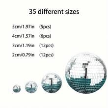 Set Of 35 One Glass Mirror Disco Balls Suit-Silvery Reflective Decorations, Suitable For Party Decoration, Birthday, Graduation Ceremony-Hanging Ornament Ball Without Electricity, For Celebrations And Events - Silver - View 8