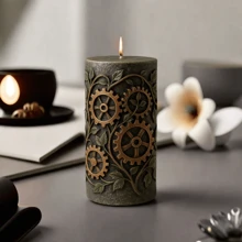 3D Botanical Gear Silicone Mold Set For DIY Resin Casting Mold, Plaster Decor & Steampunk Candles - Industrial Home Display, Themed Party Props, Unique Gift Making-1pc