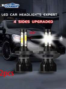 GLANBERT 2pcs/Pack New 4 Sides H4 H7 Car LED Headlights H11 9005 HB3 9006 HB4 H13 LED Headlight Car Lights Bulbs For Auto
