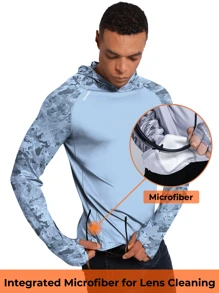 RODEEL Men's Shoulder Cap Hooded Sweat Absorbent Breathable With Mask Neck Protector Long-Sleeved T-Shirt For Outdoor Fishing Hiking Cycling Outdoor Activities