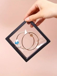 10 Stück schwarze transparente PE-Folie Schmuckboxen, wasserdicht und antioxidativ, tragbare Schmuckboxen mit 3D-unabhängigem Schwebetechnik-Folienträger für Ring, Ohrringe, Halskette, Aufbewahrungs-Organizer, Reiseaccessoire, Schulanfang Schlafsaal Aufbewahrung