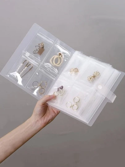 1pc Frosted Transparent Jewelry Storage Booklet, Equipped With 30 Antioxidant Storage Bags, Jewelry Storage Bags, Jewelry Bags, Small Jewelry Transparent Bags, Souvenirs, Trinkets, Earrings