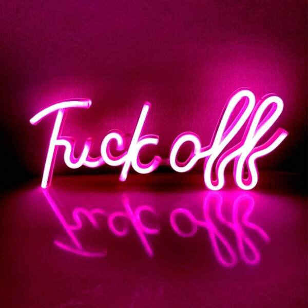 1 Stück 13.7"X5.8" (35cmx14.8cm) USB/Batterie betriebenes LED Neon "Fuckoff" Schild, pink, Wanddekoration für Schlafzimmer, Feiertage, Valentinstag Party, Geburtstag, Hochzeit, Zuhause, Weihnachtsdekoration